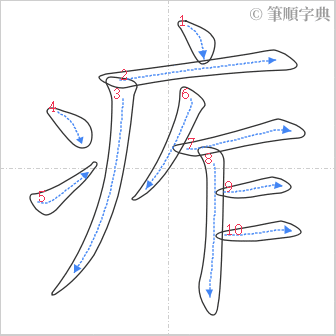 “「痄」的筆順”