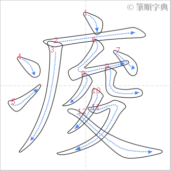 “「痠」的筆順”