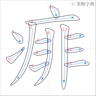 “「痱」的筆順”