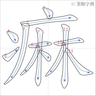 “「痳」的筆順”