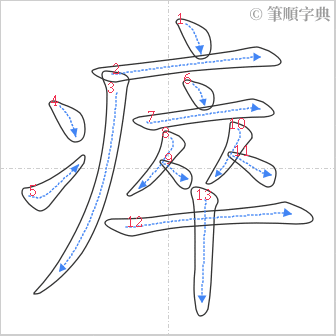 “「瘁」的筆順”