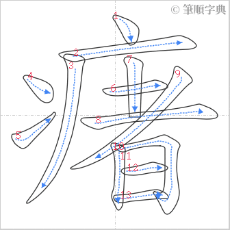 “「瘏」的筆順”