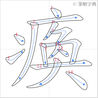 “「瘓」的筆順”