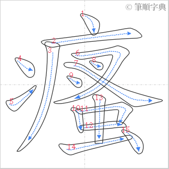 “「瘙」的筆順”