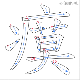 “「瘼」的筆順”