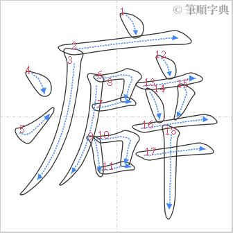 “「癖」的筆順”