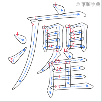 “「癯」的筆順”