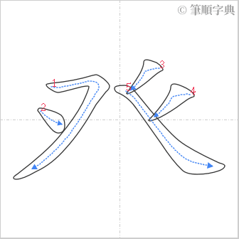 “「癶」的筆順”