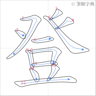 “「登」的筆順”