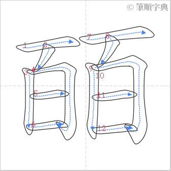 “「皕」的筆順”