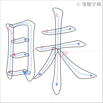 “「眛」的筆順”