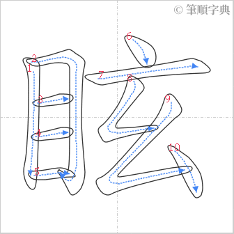 “「眩」的筆順”