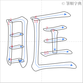 “「眶」的筆順”