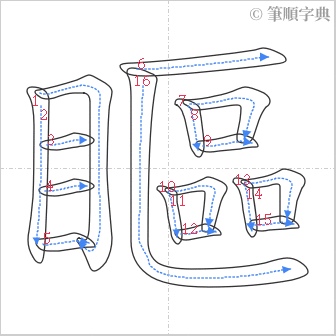 “「瞘」的筆順”