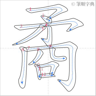 “「矞」的筆順”