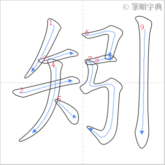 “「矧」的筆順”