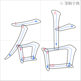 “「砧」的筆順”