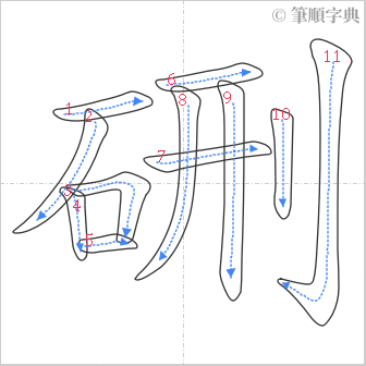 “「硎」的筆順”