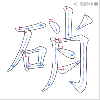 “「硝」的筆順”