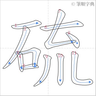 “「硫」的筆順”