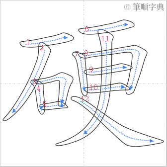 “「硬」的筆順”