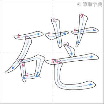 “「硭」的筆順”