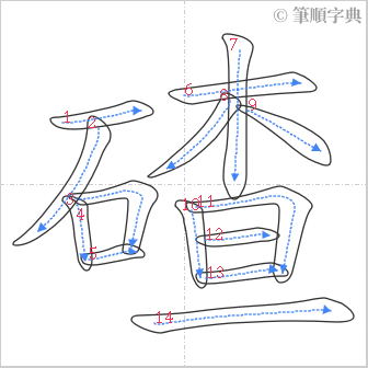 “「碴」的筆順”