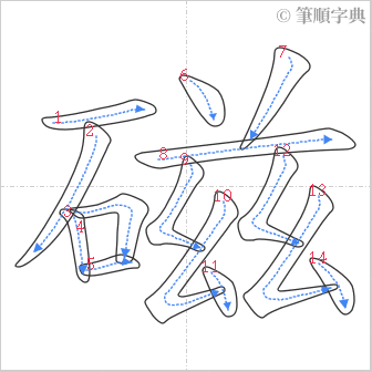 “「磁」的筆順”