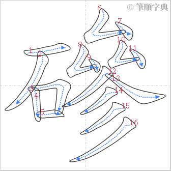 “「磣」的筆順”