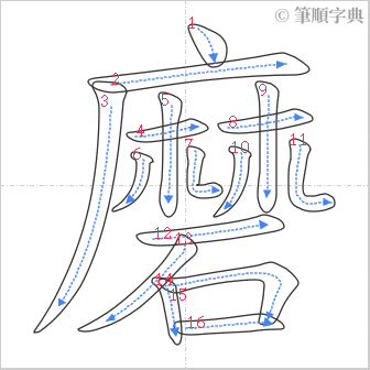 “「磨」的筆順”