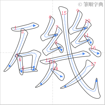 “「磯」的筆順”