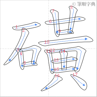 “「磺」的筆順”