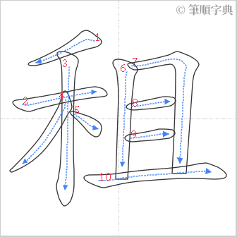 “「租」的筆順”