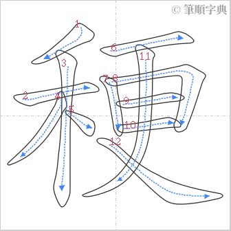 “「稉」的筆順”