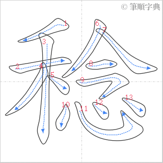 “「稔」的筆順”