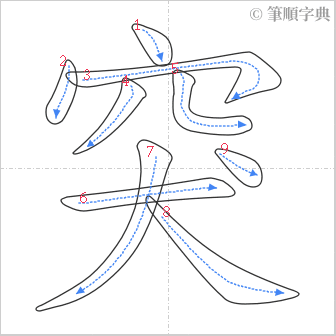 “「突」的筆順”