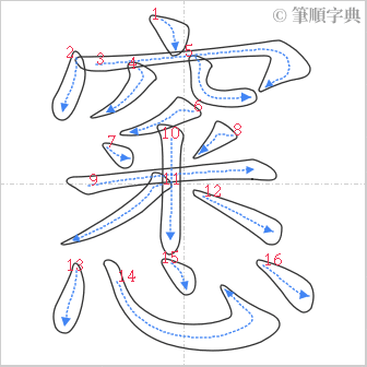 “「窸」的筆順”