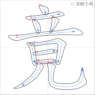 “「竟」的筆順”