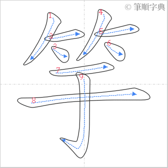 “「竽」的筆順”