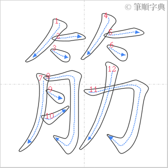 “「筋」的筆順”