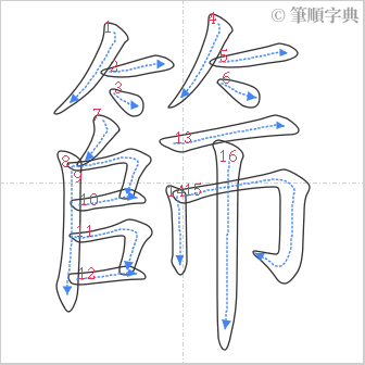 “「篩」的筆順”