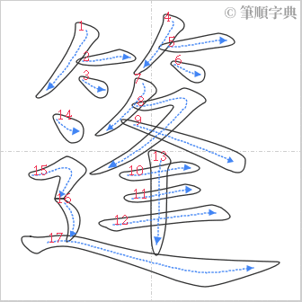 “「篷」的筆順”