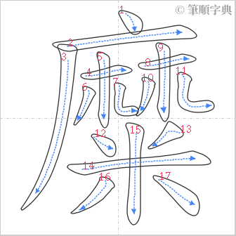 “「糜」的筆順”