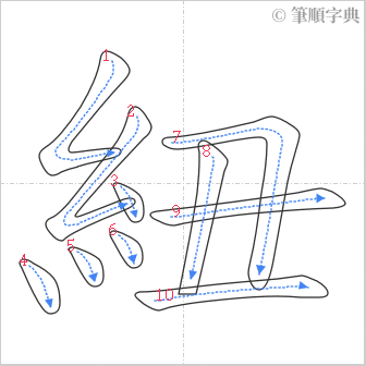 “「紐」的筆順”