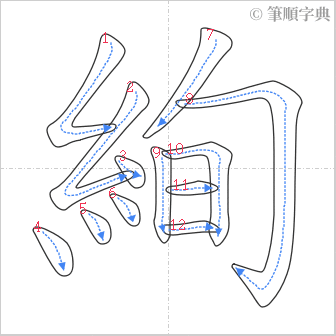 “「絢」的筆順”