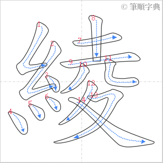 “「綾」的筆順”