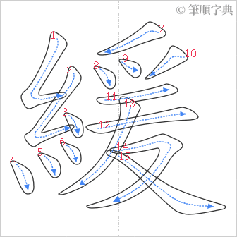 “「緩」的筆順”