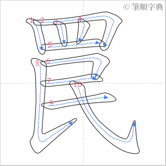 “「罠」的筆順”