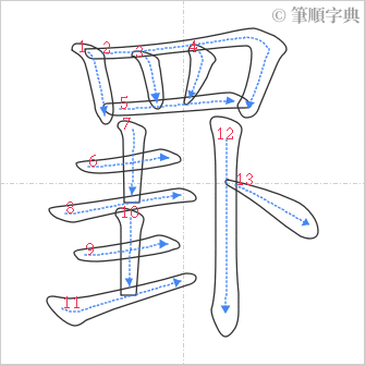 “「罫」的筆順”