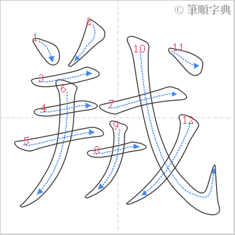 “「羢」的筆順”